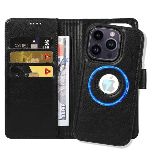 Magnetic Front and Back Detachable Premium Leather Wallet Flip Case for iPhone (Compatible with Mag Safe Devices), Shockproof and Scratch Resistant Cover (Brown, iphone 15 pro max)