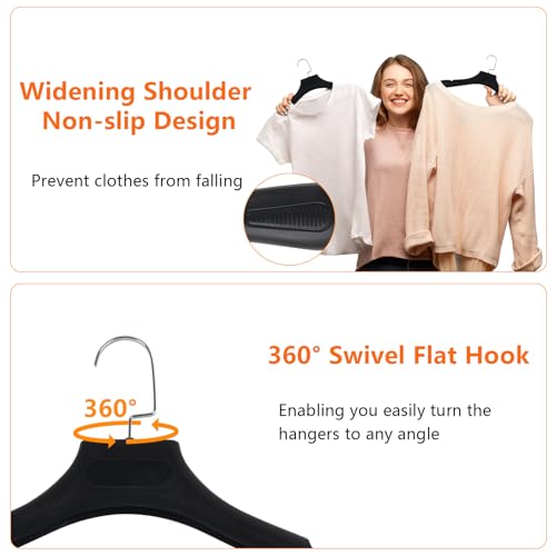 DEDU Suit Hangers for Men 40 Pack, Extra Wide Suit Hanger Non Slip Width 17.7", Thick Plastic Coat Hangers Grey with 360° Swivel Metal Hook