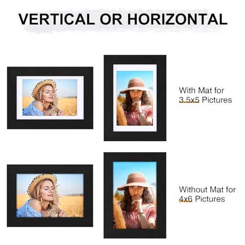 Vittanly 4x6 Picture Frame, Display Pictures 3.5x5 with Mat or 4x6 without Mat, Engineered Wood with Shatter Resistant Plexiglass, Photo Frame for Wall or Table Top Display, Rose Red, 1 Pack