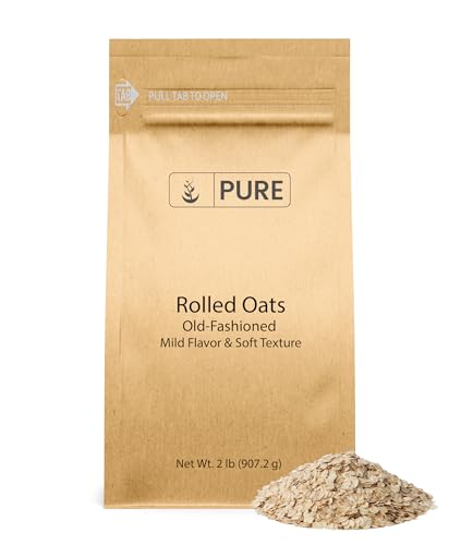 Pure Original Ingredients Rolled Oats (2 lb) Old Fashioned, Mild Flavor, Soft Texture, Resealable Packaging,