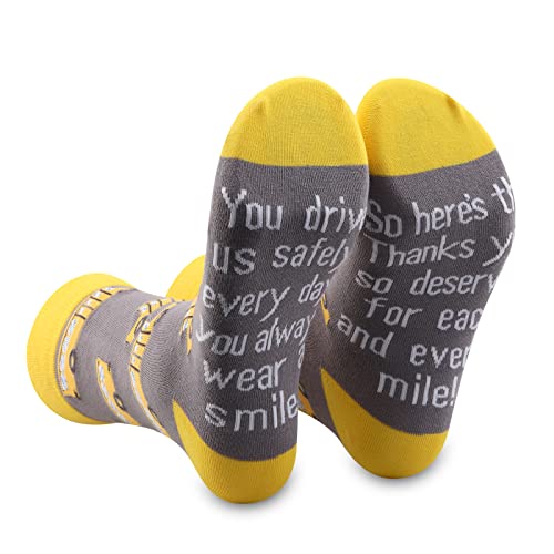 CMNIM School Bus Driver Appreciation Gifts 2 Pairs School Bus Driver Socks Thank You Gifts for School Bus Drivers Retirement Gifts (2 Pairs school bus socks)