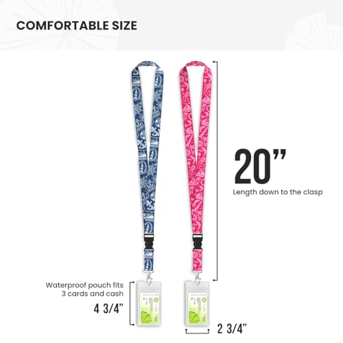 Limeloot 2-Pack Cruise Lanyard for Ship Cards | Silky Soft Cruise Ship Lanyard with Quick Release Buckle and Waterproof Cruise Card Holder | Blue and Pink Set