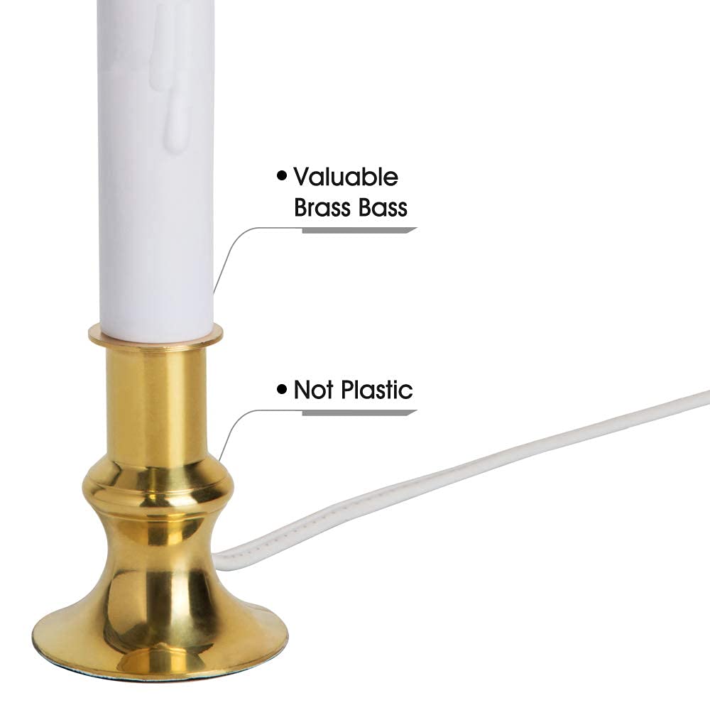 New Ideal Lights Window Candle Electric with Daily Timer Function, Brass Base Christmas Window Candle with Extra Weight, UL Listed 4 Set Packing 2 Extra Replacement Bulb