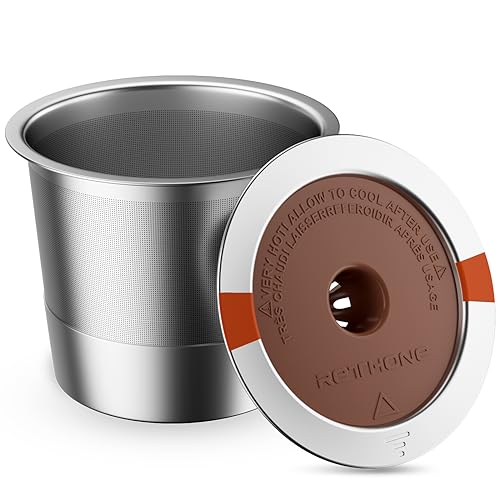 RETHONE K Cup Reusable Coffee Pods, Universal Stainless Steel Reusable K Cups Compatible with Keurig 1.0 & 2.0 Coffee Machines Brewers Refillable K Cups (1 Pack)