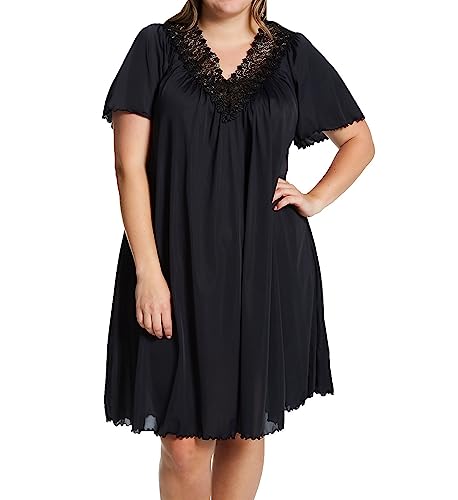 Shadowline Women's Plus Size Beloved 40 Inch Flutter Sleeve Waltz Gown, Black, 1X