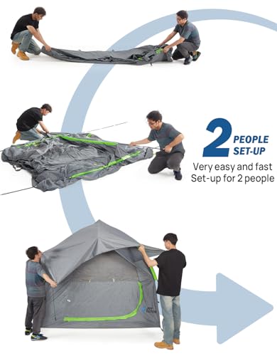 JOYTUTUS SUV Tent for Camping with Rainfly, Double Door Design Car Tent with Aluminum Poles, SUV Tailgate Tent with Waterproof PU2000mm Double Layer for 6-8 Person, Green