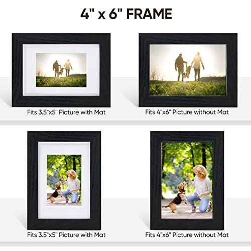 Nacial 4x6 Picture Frame Set of 2, Picture Frames with Tempered Glass, Display Pictures 3.5x5 with Mat or 4x6 Without Mat, Wall Gallery Photo Frames, Horizontal and Vertical Formats for Table