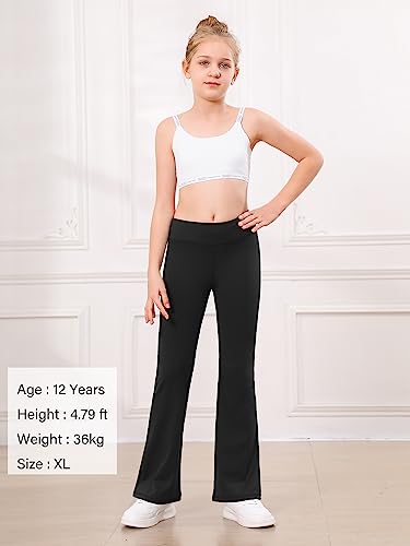 Stelle Girl's Flare Leggings High Waisted Yoga Pants Bootcut Dance Casual Pants Activewear Kids Bell Bottoms (Oceanic, XXL)