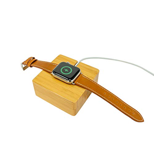 Bamboo Wood Desk Charging Station for Apple Watch Series 9 - Wood Charging Dock - Nightstand Charging Station for iWatch (Bamboo)