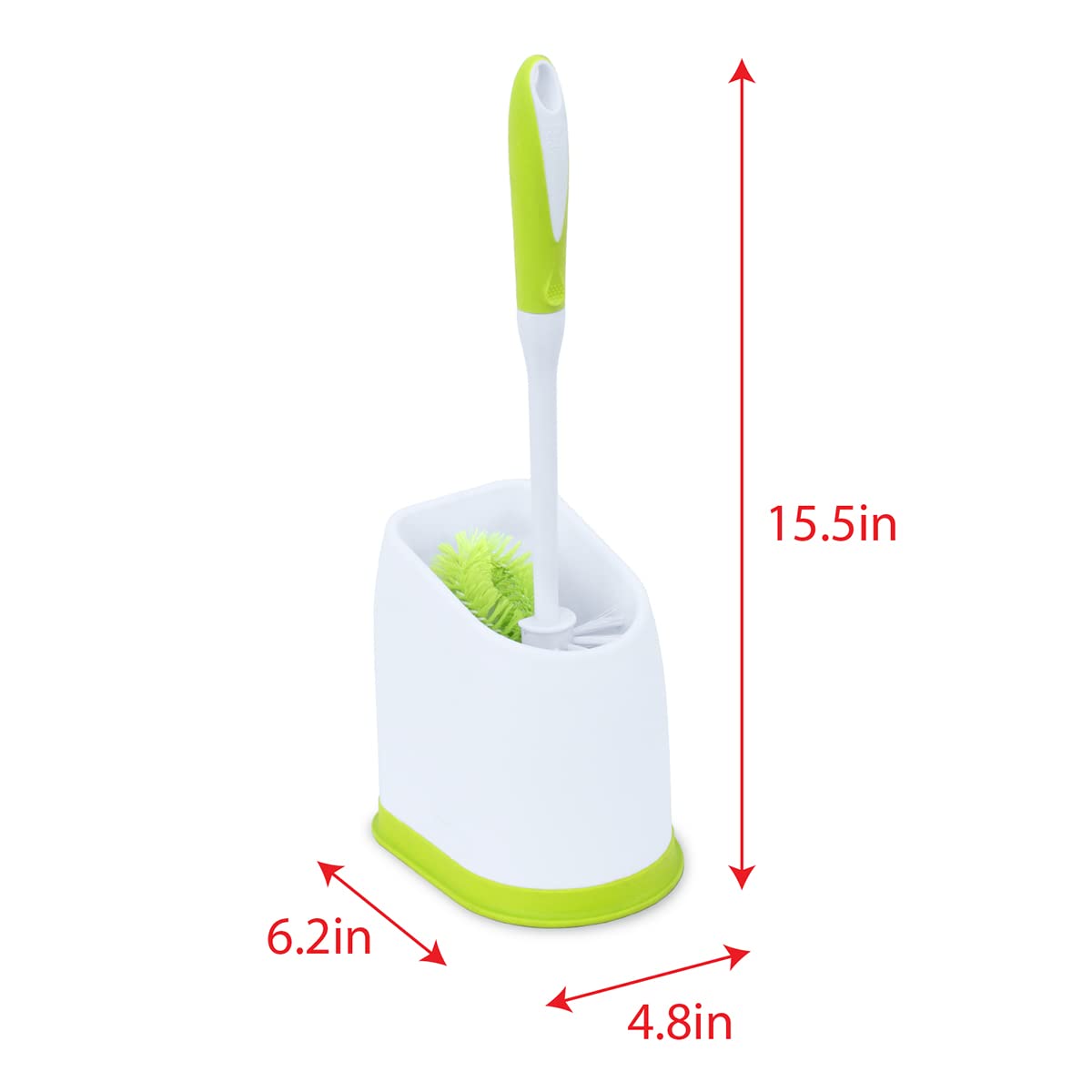 Pine-Sol Toilet Bowl Cleaner Brush with Holder | Heavy Duty Cleaning Wand with Under The Rim Scrubber, Non-Slip Handle, Storage Caddy | Bathroom Supplies, Yellow, Green