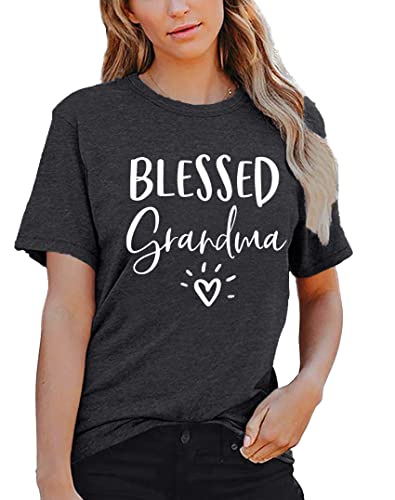 MAIHUN Blessed Grandma Shirt for Women Grandmother Heart Graphic Tees Grandma Gift T-Shirt Tops Green