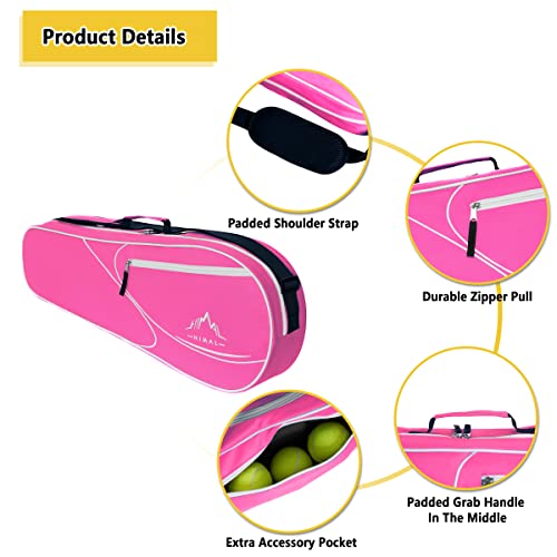 Himal 3 Racquet Tennis-Bag Premium tennis-racket-bag With Protective Pad, Professional or Beginner Tennis Players, Lightweight Tennis Bag for All Ages (Pink)