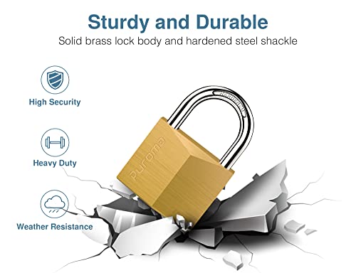 Puroma 1 Pack Keyed Padlock Waterproof Solid Brass Lock, 1.1 Inch Padlock with keys for Sheds, Storage Unit School Gym Locker, Fence, Toolbox, Hasp Storage