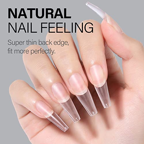 AILLSA Extra Short Coffin Nail Tips 450pcs Soft Gel Full Cover Nail Tips Matte Pre-filed Press on Fake Nail Tips 15 Sizes Pre-Shaped False Gelly Nail Tips