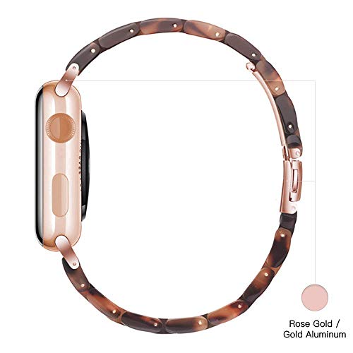 Light Apple Watch Band -Fashion Resin Apple Watch Series 9 8 Band Starlight Stainless Steel Buckle Apple Watch Bands Compatible with Apple Watch Series 9 8 7 SE 6 5 4 3 2(Pearl White, 38mm/40mm/41mm)