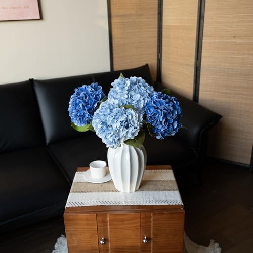 DUYONE 3PCS 22 inch Realistic Artificial Hydrangea Large Real Touch Flowers Artificial Flowers Dry Flowers Outdoor Wedding Christmas Office Family Party Living Room Table Decoration (Pink)