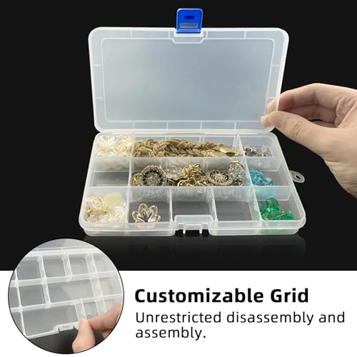 DUOFIRE Plastic Organizer Container Storage Box Adjustable Divider Removable Grid Compartment for Jewelry Beads Earring Container Tool Fishing Hook Small Accessories（15 grids，White x 2）