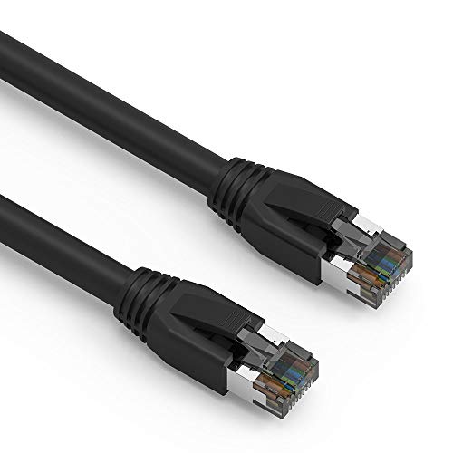 Nippon Labs Cat8 RJ45 35FT Ethernet Patch Internet Network LAN Cable, Indoor/Outdoor, 24AWG Shielded Latest 40Gbps 2000Mhz, Weatherproof S/FTP for Router, PS4, PS5, Xbox, PoE, Switch, Modem (Gray)