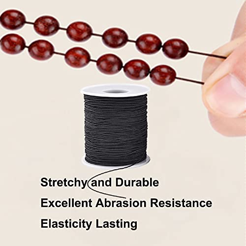 Elastic String for Bracelets, 1 mm x 110 Yards Sturdy Stretchy Elastic Cord for Jewelry Making, Necklaces, Beading - Black
