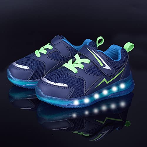 YESKIS Light Up Shoes for Girls Tennis Shoes LED Flashing Lightweight Breathable Mesh Durable Running Walking Sneakers for Toddler Beige Size 8