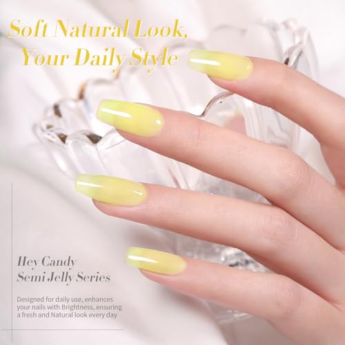 Born Pretty Jelly Gel Nail Polish Ice Jelly Neon Halloween Gel Polish Crystal Transparent Gel Polish Set Yellow Green Blue Purple Hot Pink Nail Art Varnish Manicure 6PCS Halloween's Collection Gift