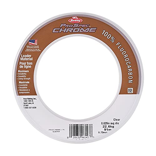 Berkley ProSpec® Chrome 100% Fluoro Leader, Clear, 80lb | 36.2kg, 75yd | 68m Fishing Line, Suitable for Saltwater Environments