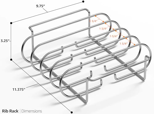 Sorbus Non-Stick Rib Rack - Porcelain Coated Steel Roasting Stand – Holds 4 Rib Racks for Grilling & Barbecuing - Perfect BBQ Accessories for Smoker and Grill - Convenient Design (Stainless Steel)