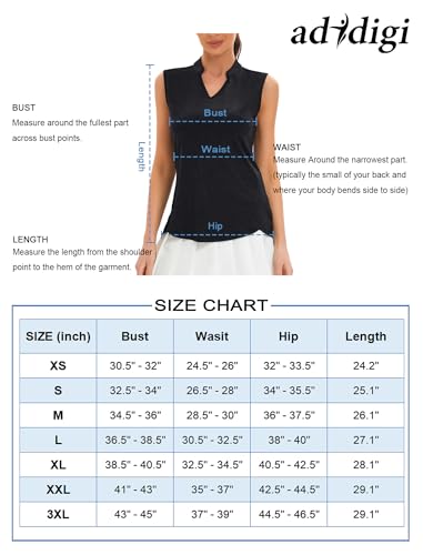 addigi Golf Tops for Women Tennis Shirts V Neck Sleeveless Polo Shirt Moisture Wicking Quick Dry Activewear Tops Steel Blue Small