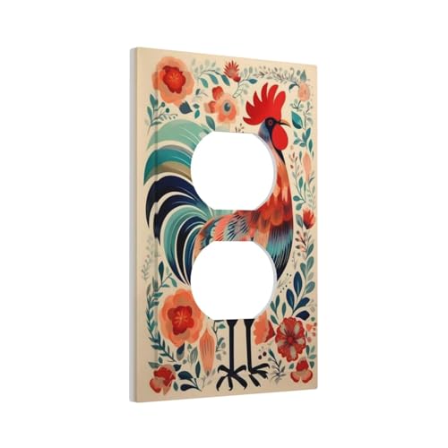 Rougui Decorative Light Switch Covers Nautical Seabirds Hoods Anchor Abstract Sun Quad Toggle 4 Gang Wall Plate Decorative Switchplate Electrical Faceplate For Farmhouse Bathroom Decor