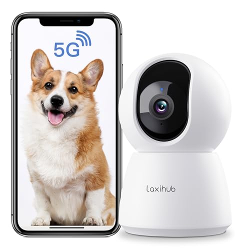 LAXIHUB Indoor Security Camera,5MP Pet Camera with Phone App,2.4G/5G WiFi Cameras for Home/Dog Pan Tilt,24/7,2-Way Talk, Human Detection, Motion Tracking,Auto Tracking,Night Vision,Local Storage