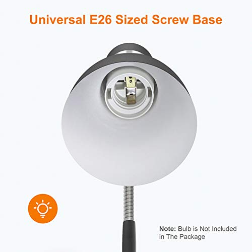 LEPOWER Metal Desk Lamp, Eye-Caring Table Lamp, Study Lamps with Flexible Goose Neck for Bedroom, Home Office (Matte Black)