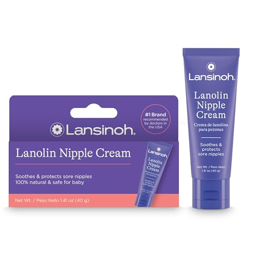 Lansinoh Lanolin Nipple Cream, Safe for Baby and Mom, Breastfeeding Essentials, 1.41 Ounces