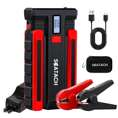 Scatach 002 4000A Car Battery Jump Starter,12V Jump Starter Battery Pack (up to 10.0L Gasoline and 8.0L Diesel Engine), Portable Jump Box with LED Display, 3 Modes Flashlight and Jumper Cable