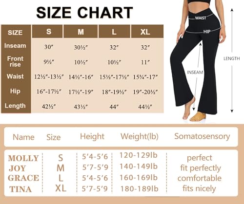 CTHH Women's Flare Yoga Pants-Crossover Flare Trousers for Women High Waisted Workout Soft Bootcut Leggings