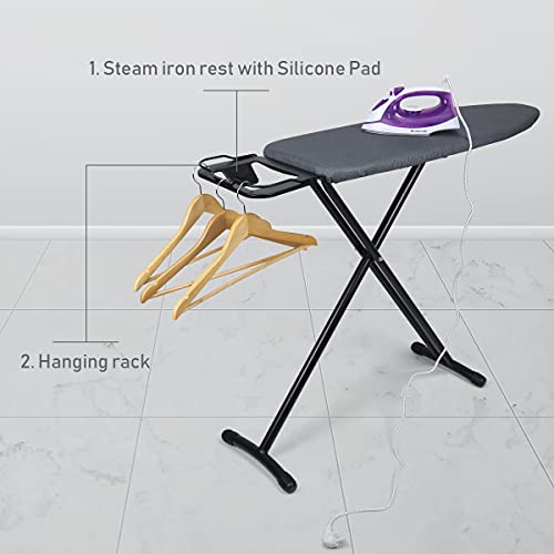 Duwee 12"x36" Ironing Board with Heat Resistant Cover and Thicken Felt Pad, Heavy Sturdy Legs