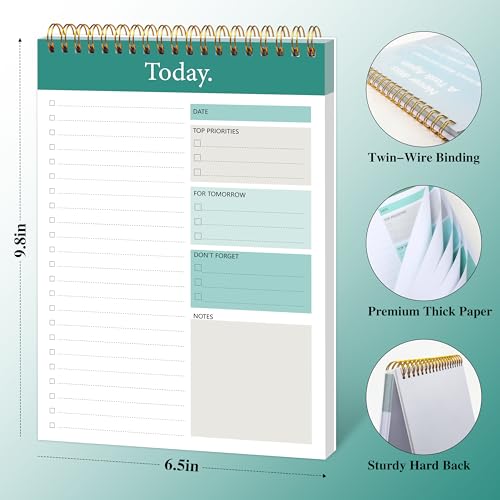 To Do List Notepad - To Do List Notebook for Work with 52 Sheets, 6.5" x 9.8" Checklist Productivity Organizer with Hourly Schedule for Task Management-Azure