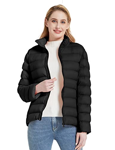 ZSHOW Women's Puffer Jacket Lightweight Packable Warm Winter Coat (Black,S)