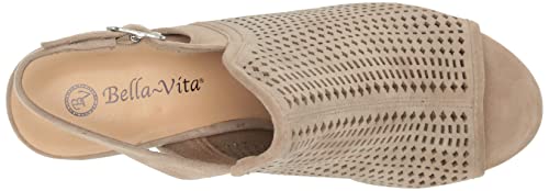 Bella Vita Women's Emmalyn Heeled Sandal, Almond Suede Leather, 7 Wide