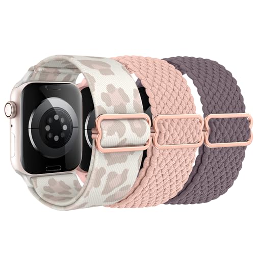 Delidigi Stretchy Bands Compatible for Apple Watch Band Women 38mm 40mm 41mm 42mm 44mm 45mm 46mm 49mm, Nylon Braided Straps for iWatch Series 10 9 8 7 6 SE 5 4 3 Ultra Ultra 2