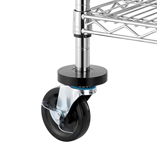 Finnhomy 3-Tier Commercial Grade Rolling Cart, Heavy Duty Utility Cart with Wheels and Handles, Metal Kitchen Carts on Wheels with 500 lbs Capacity, Shelf Size 20" D x 36" W, NSF