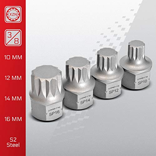 CARBYNE 8-Piece XZN Triple Square Super Short Low Profile Bit Socket Set - 12 Point | 4mm to 16mm, Dual-Drive: Internal Square Drive & External Hex Drive • From a Family-Run Tool Company in the U.S.