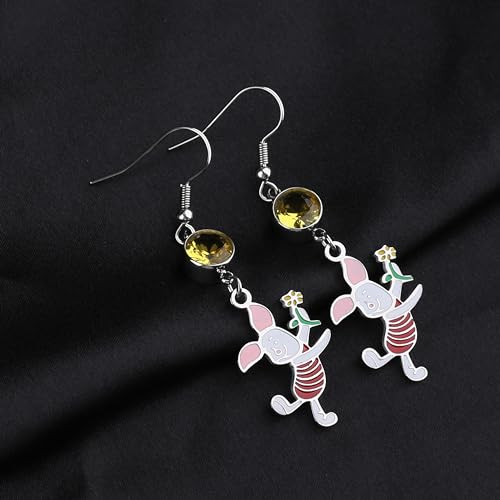 Pooh Earrings Piglet Earring Friendship Gift Pooh Bear Charm Inspirational Jewelry for Women Pooh Bear Fans Gift (Pig Ear)