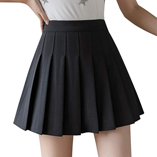 TONCHENGSD Women's High Waist Pleated Mini Skirt Skater Tennis Skirt (Red, XS)