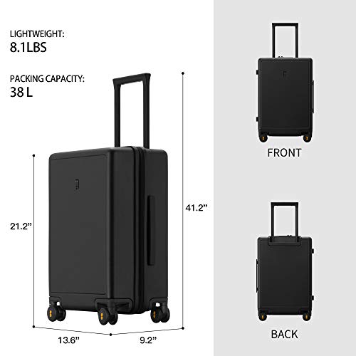 LEVEL8 Elegance Carry On Suitcase, 20 Inch Carry On Luggage with Wheels, Hardside Large Suitcases with Wheels, Tsa Lock,20-Inch, Black