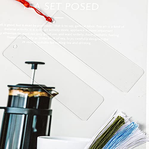 60 Pcs Acrylic Bookmark Blanks, 30Pcs Clear Acrylic Bookmarks for Women with 30 Pieces Colorful Tassel for DIY Bookmarks Crafts School Gift Bags Book Lovers Valentines Readers Gifts (4.75 × 1Inch)