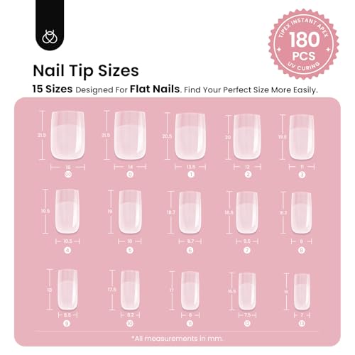 Beetles Tipex Instant Apex Nail Tips,120Pcs Pre-building Pre-Etched Gel Nail Tips Long Coffin Thicker Acrylic Nails Strong Full Cover False Nail Extension Building Gel Press-on Nails for Flat Nails
