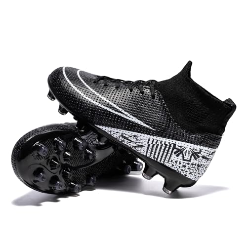 Mens Soccer Shoes Womens Football Cleats, Indoor Soccer Shoes Training Outdoor Turf Soccer Shoes Boys Soccer Cleats Black Green,5.5ize