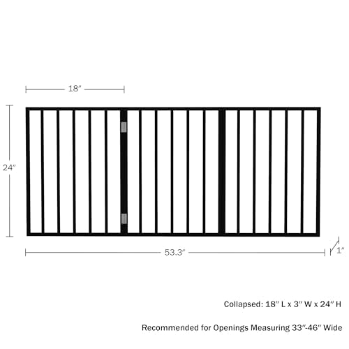 Indoor Pet Gate - 3-Panel Folding Dog Gate for Stairs or Doorways - 54x24-Inch Freestanding Pet Fence for Cats and Dogs by PETMAKER (Black)