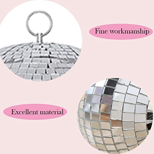 Large Disco Ball Decorations, 70's 80's 90's Silver Rotating Glass Mirror Ball with Hanging Ring, for Party Birthday Wedding Home Business Events (12 INCH)