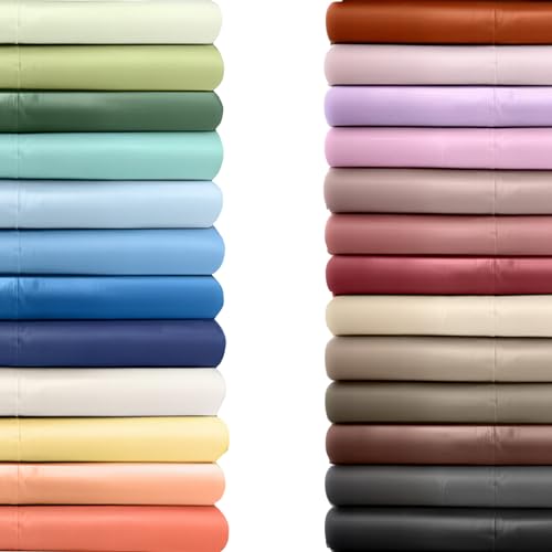 Twin XL Size Flat Bed Sheet - Hotel Luxury Single Flat Sheet Only - Wrinkle Free & Fade Resistant Flat Sheet - Extra Soft, Comfy & Breathable Flat Sheet for Women & Men - Spa Blue Top Flat Sheet Only